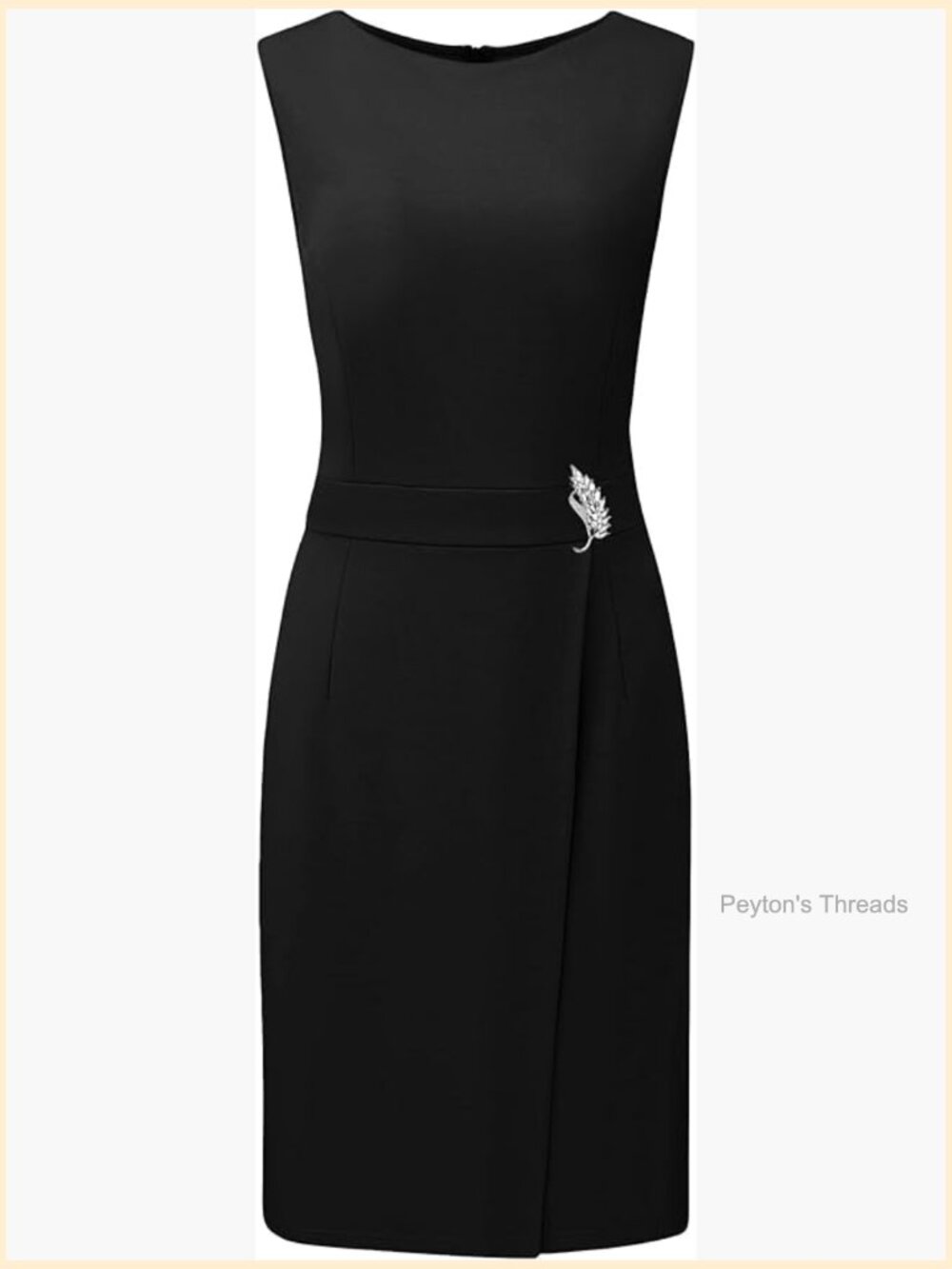 Boat Neck Sleeveless Faux Wrap Pencil Dress Midi Length